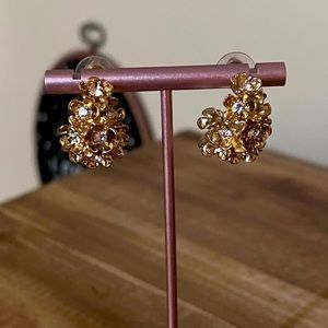 Gold Toned floral earrings with crystals